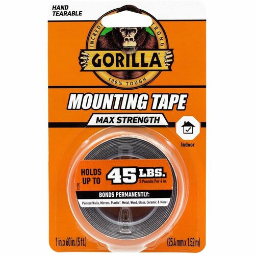 The Gorilla Glue Company Tape,f/Mounting,Max-Strength,2-Sided,3lb Capacity,1"x60",BK-GOR112962