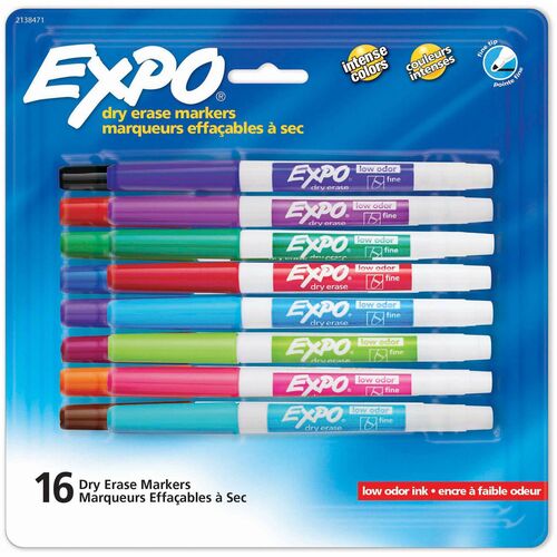 Newell Brands Dry-erase Markers, Fine Point, Nontoxic, 16/PK, Assorted
