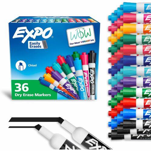 Newell Brands Dry-erase Markers, Chisel Point, Nontoxic, 36/BX, Assorted