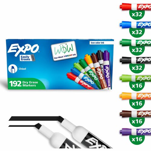 Newell Brands Dry-erase Markers, Chisel Point, Nontoxic, 192/PK, Assorted