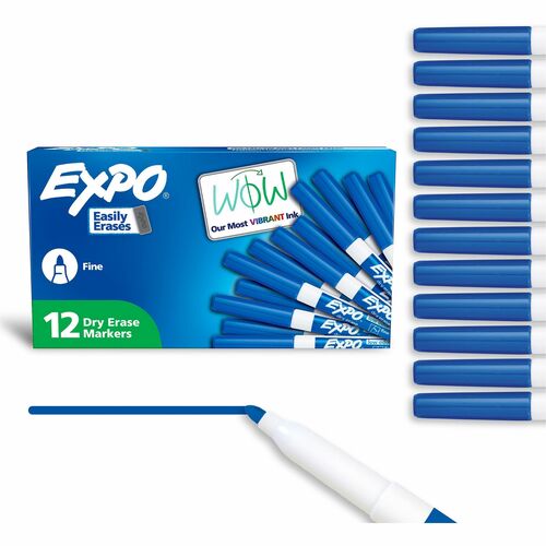 Newell Brands Dry-erase Markers, Fine Point, Nontoxic, 1 DZ, Blue