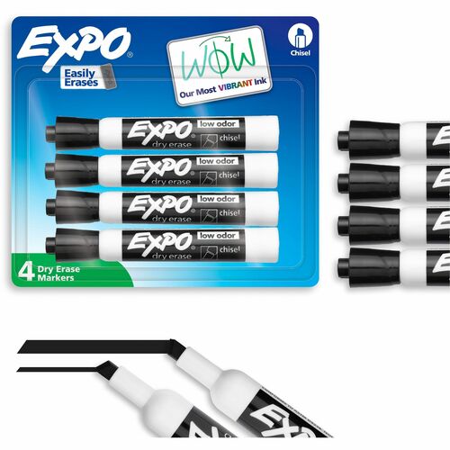 Newell Brands Dry-Erase Markers, Chisel Tip, 4/PK, Black