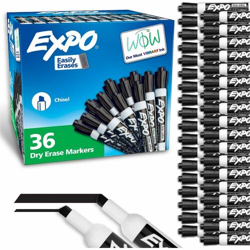 Newell Brands Dry-erase Markers, Chisel Point, Nontoxic, 36/PK, Black