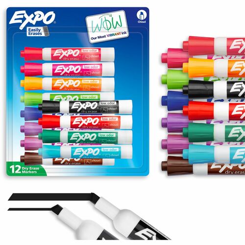 Newell Brands Dry-erase Markers, Chisel Point, 12/PK, Assorted