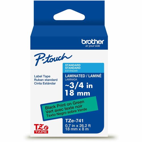 Brother Label Tape,Laminated,f/P-touch,0.7"x26.2',BlackonGreen
