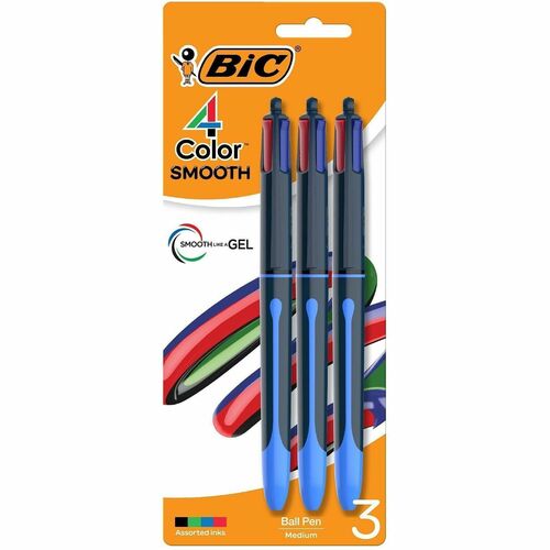 Bic Pen,4-Color,Retractable,1.0mm,3/Pack,Blue/Black/Red/Green