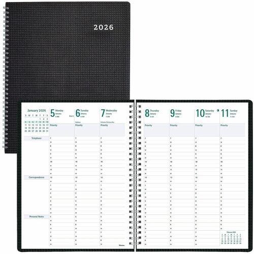 Rediform Planner,Wkly/Mthly,w/Appts,13 Mths,Dec-Dec,8.5"x11",Black