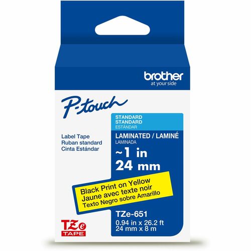 Brother Label Tape,Laminated,f/P-touch,0.94"x26.2',BlackonYellow