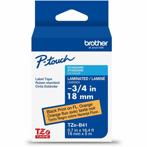 Brother Label Tape,Lamin,f/P-touch,0.7"x26.2',BlackonFlu.Orange