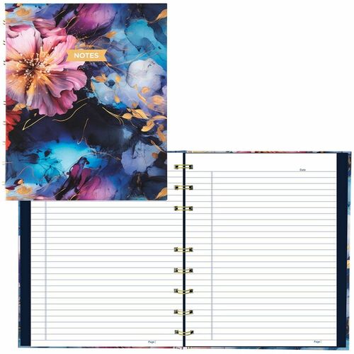 Rediform Notebook,AcidFree,Ruled,WireBound,9.25"x7.25",MidnightFloral