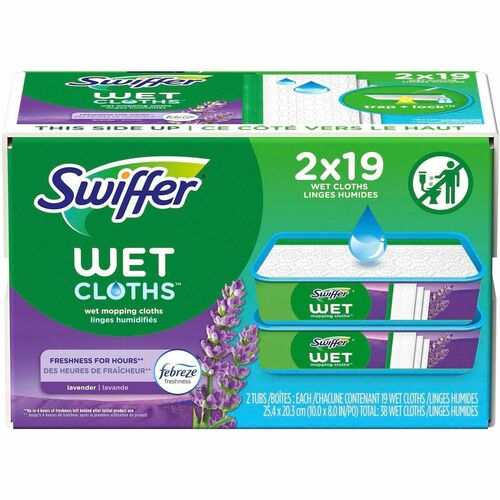 Procter & Gamble Commercial Wet-MopCloths,Sweeper,Lavender,8"x10",19Cloths/Pack,2/CT,BE