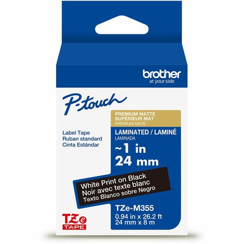 Brother Label Tape,Laminate,f/P-touch,0.94"x26.2',WhiteonMatteBlack