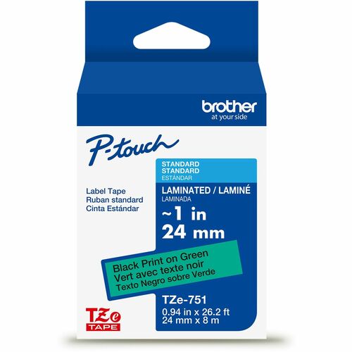 Brother Label Tape,Laminated,f/P-touch,0.94"x26.2',BlackonGreen