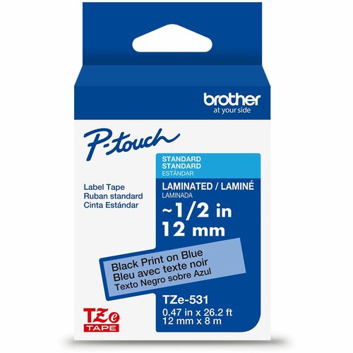 Brother Label Tape,Laminated,f/P-touch,0.47"x26.2',BlackonBlue