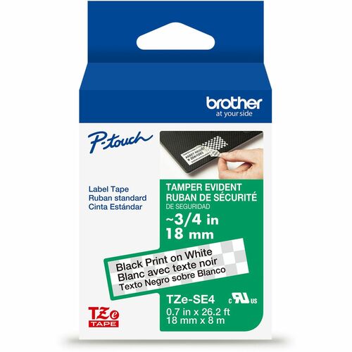 Brother Tape Cartridge,Tamper-Evident,0.7"x26.2',BlackonWhite