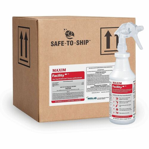 Midlab Inc Disinfectant,Deodorizer,1-Step,RTU,1 Qt.,6/CT,Cear