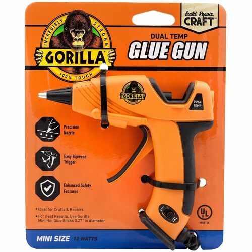 The Gorilla Glue Company Hot Glue Gun,Mini,Light-Weight,Grip,Built-In Stand,Orange-GOR115887