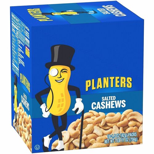 Green Rabbit Nuts,Cashews,Salted,Snack Packs,Crunchy,18/CT,Multi-GRR20900626