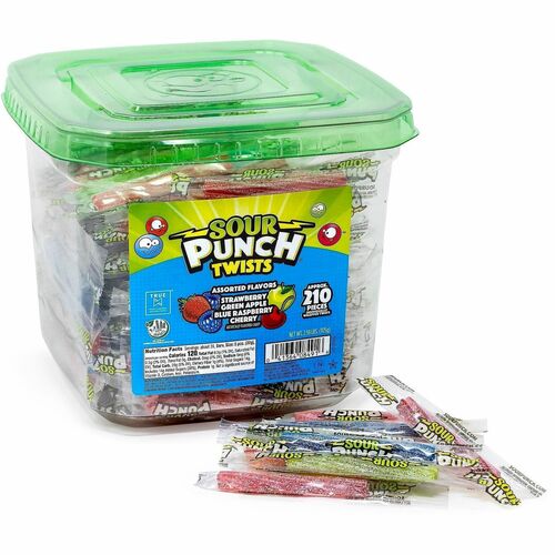 Green Rabbit Candy,Sour,Ast. Fruit Flavor,Single-Serve,Chewy,210/CT,Multi-GRR20916848