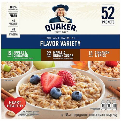 Green Rabbit Oatmeal,Instant,Asst. Flavors,Whole-Grain,52/CT,Multi-GRR22000482