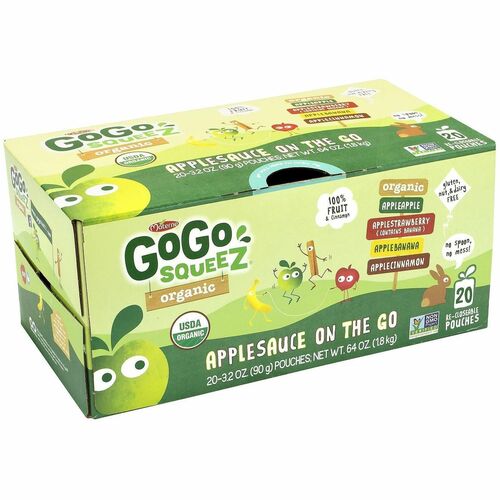 Green Rabbit Applesauce,Snack Pouches,100% Fruit,Variety Pack,24/CT,Multi-GRR22000742