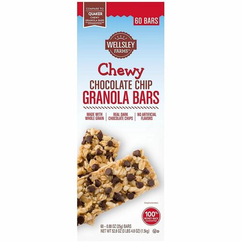 Green Rabbit Granola Bars,Chocolate Chip,Chew,Whole-Grain,60/CT,Multi-GRR22000538