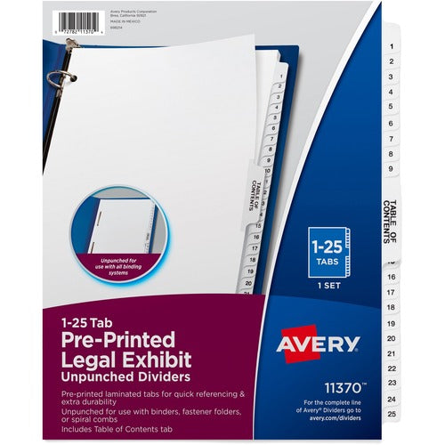 Avery Index Divider,1-25,w/Table of Content,11"x8-1/2",WE