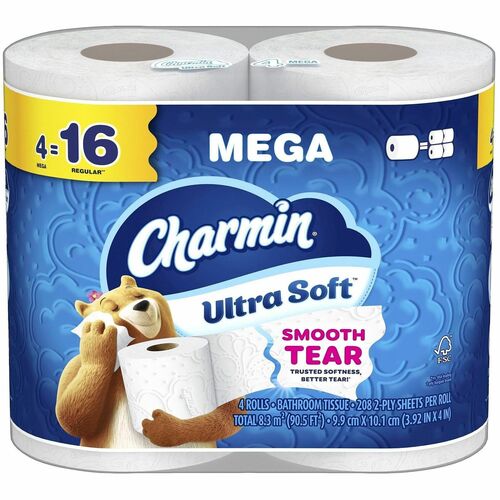 Procter & Gamble Commercial ToiletPaper,UltraSoft,2Ply,MegaRoll,WavyPerf,4/PK,8/CT,White