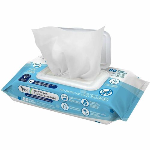 PDI HC Baby Wipes,f/Sensitive Skin,Eczema,Fragrance-Free,80/PK,Blue