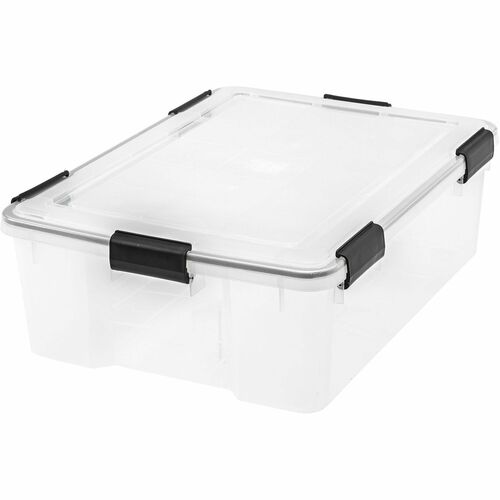 Iris Storage Tote,WeatherPro,41.2QT,23.6"x17.75"x7.88",Clear/BK