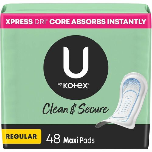 Kimberly-Clark Professional Menstrual Pads,Regular,Maxi,XpressDri,NoWIngs,48/PK,White