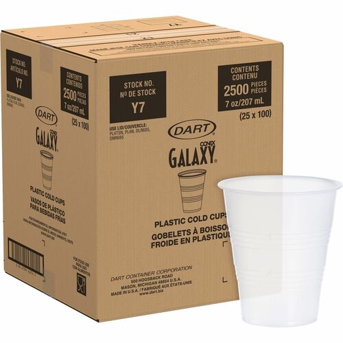 Solo Cup Company Cold Cups, Plastic, 7oz., 2500/CT, Translucent