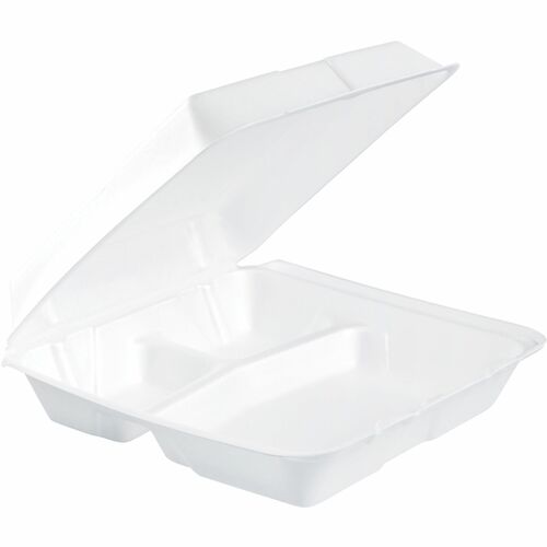 Dart Container Corp 3-Comp Foam Container, Med, 9-1/2"x9-1/4"x3", 200/CT, WE