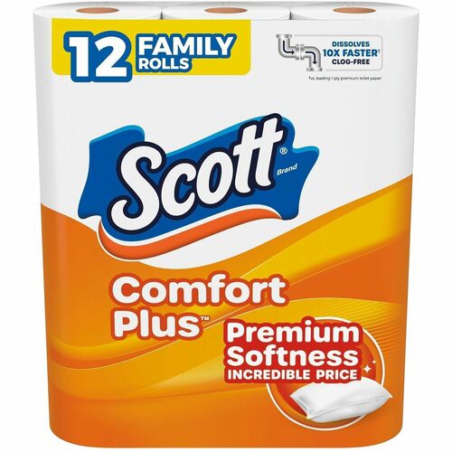 Kimberly-Clark Professional ToiletPaper,1Ply,FastDisslve,Soft&Strong,173Sh/Roll,12/PK,WE