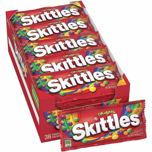 Green Rabbit Candy,Skittles,Original,Chewy,2.17oz,36Bags/BX,1/CT,Multi-GRR20900148