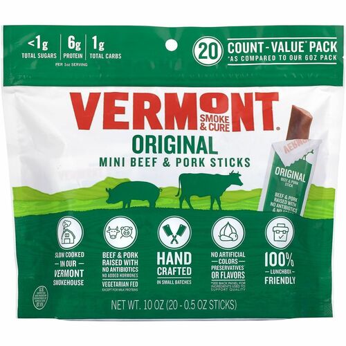 Green Rabbit SnackSticks,Beef&Pork,Original,Mini,IndivWrppd,20/BG,1/CT,MI-GRR22002353