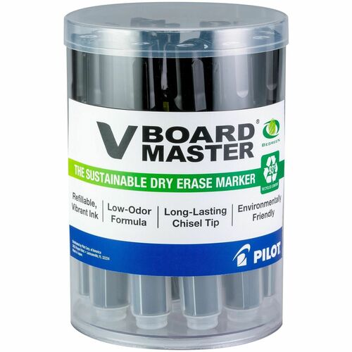Pilot Dry-Erase Markers,Recycled,Refillable,BulletTip,15/PK,Black