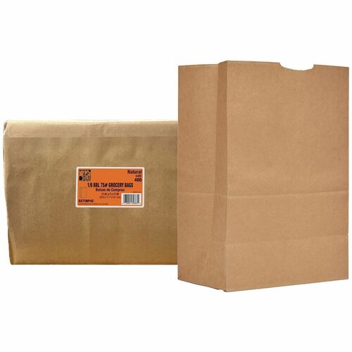 Ajm Packaging Corporation Grocery Sacks, No. 75 Paper, 1/6 BBL, 400/CT, Kraft