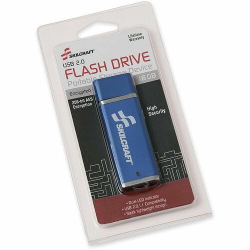 SKILCRAFT USB Flash Drive, w/ 256-bit AES Encryption, 16GB,Blue