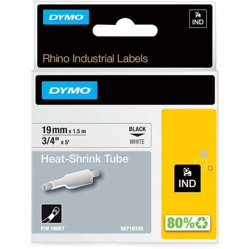 Dymo Label, Heat Shrink Tube'G, 3/4"x5', White-DYM18057