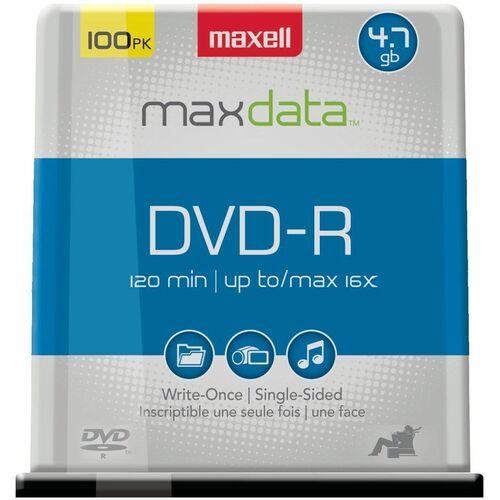 Maxell DVD-R Discs, 16x, 4.7GB Dual Layered/Branded/Jewel, 100/PK