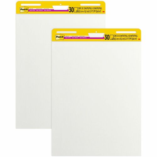 3M Easel Pads, Self-stick, Plain, 30 Shts, 25"x30",2/CT, White