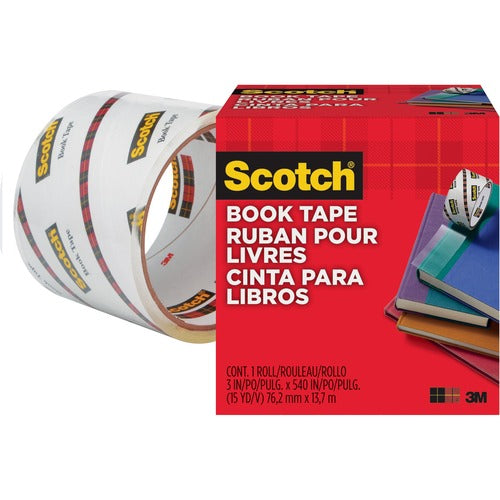 3M Book Tape, 3" Core Size, 3" x 15 Yards, Clear