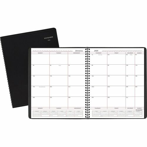 AT-A-GLANCE Monthly Planner, 12 Mth Jan-Dec, 8"x10", Black