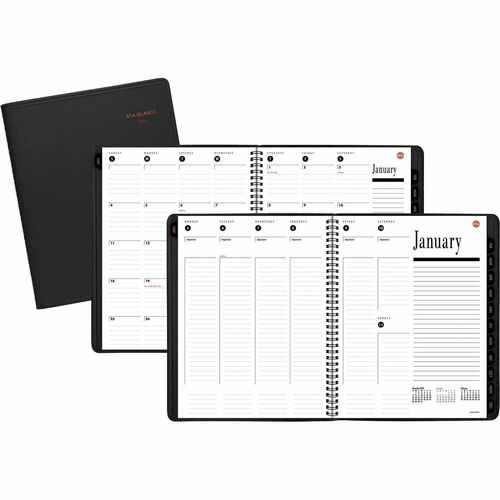 AT-A-GLANCE Wkly/Mthly Apptmt Book,Tabbed 2PPM, Jan-Dec,8-1/2"x11",BK