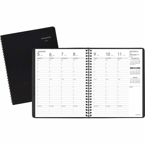 AT-A-GLANCE Weekly Appt Book, 13 Mths Jan-Jan, 6-7/8"x8-3/4", Black