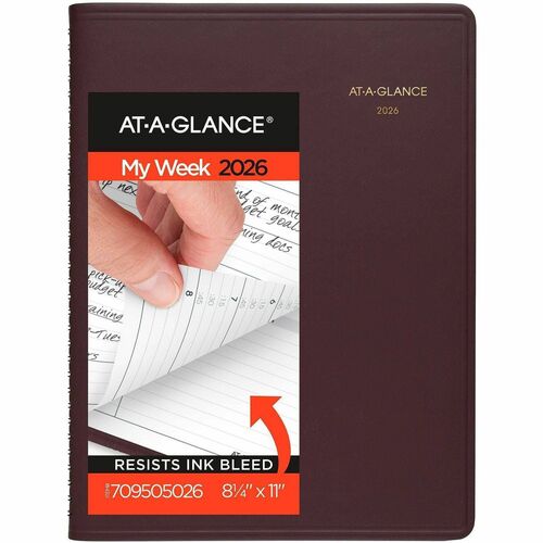 AT-A-GLANCE Weekly Appointment Book, Jan-Jan, 8-1/4"x10-7/8", Winestone