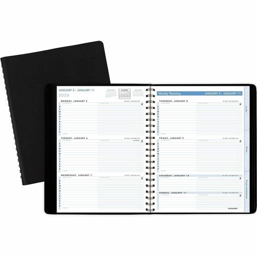 AT-A-GLANCE Weekly Apptmt Planner,Tabbed,Jan-Dec,8-1/8"x10-7/8", Black