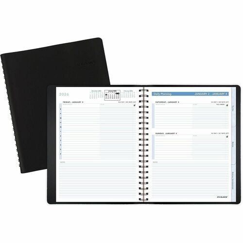 AT-A-GLANCE Daily Action Planner,Tabbed, Pocket,1DPP,6-7/8"x8-3/4", BLK