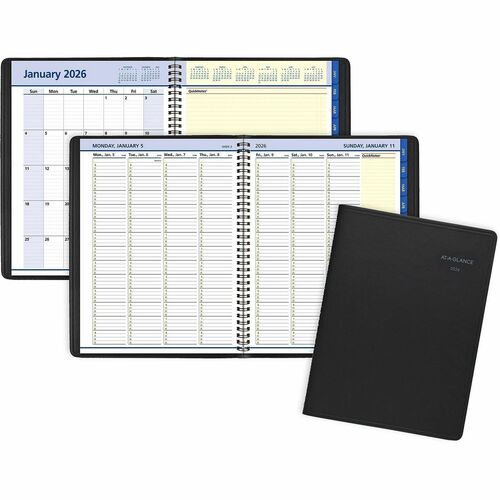 AT-A-GLANCE Weekly/Monthly Planner,12 Mths Jan-Dec,10-7/8"x8-1/4", BK